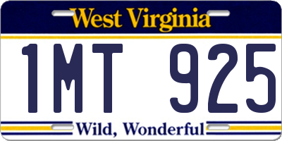 WV license plate 1MT925