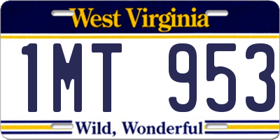 WV license plate 1MT953