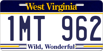 WV license plate 1MT962