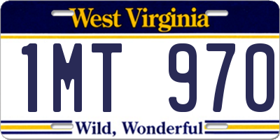 WV license plate 1MT970
