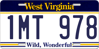 WV license plate 1MT978