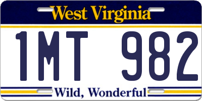 WV license plate 1MT982