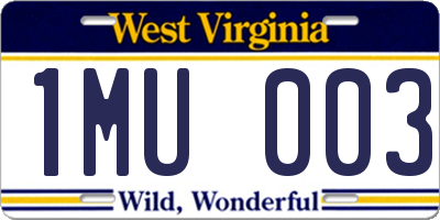 WV license plate 1MU003