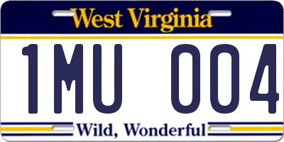 WV license plate 1MU004