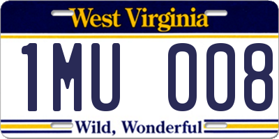 WV license plate 1MU008