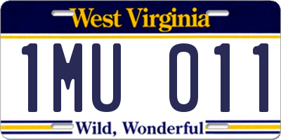 WV license plate 1MU011