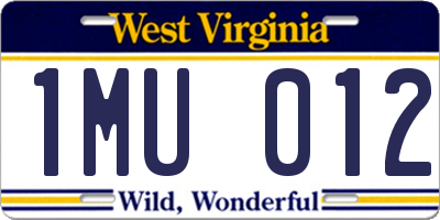 WV license plate 1MU012