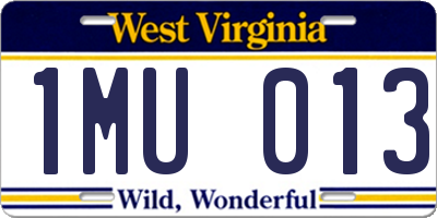 WV license plate 1MU013