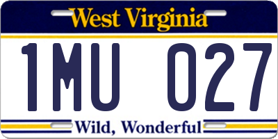 WV license plate 1MU027