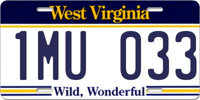 WV license plate 1MU033