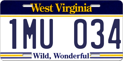 WV license plate 1MU034