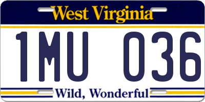 WV license plate 1MU036