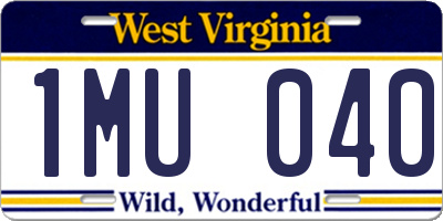 WV license plate 1MU040