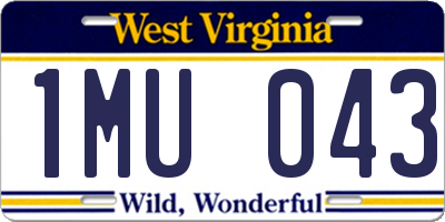 WV license plate 1MU043
