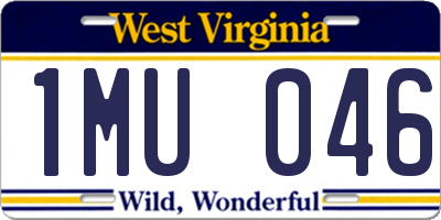 WV license plate 1MU046