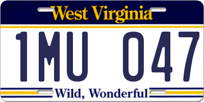 WV license plate 1MU047