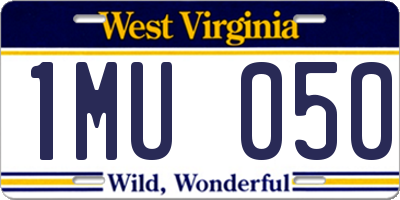WV license plate 1MU050