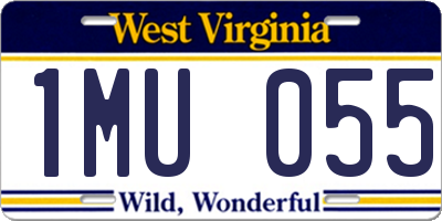 WV license plate 1MU055