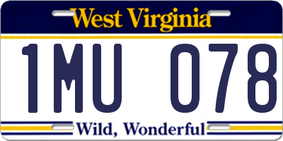 WV license plate 1MU078