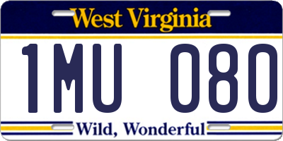 WV license plate 1MU080