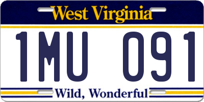 WV license plate 1MU091