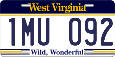 WV license plate 1MU092
