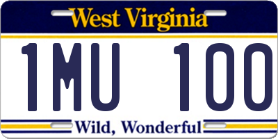 WV license plate 1MU100