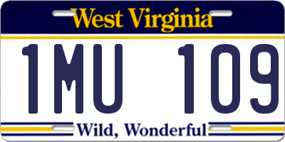 WV license plate 1MU109