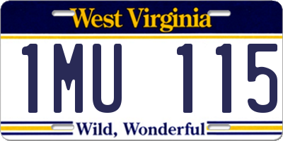 WV license plate 1MU115