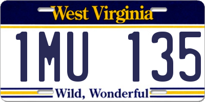 WV license plate 1MU135
