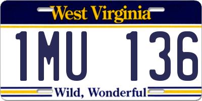 WV license plate 1MU136