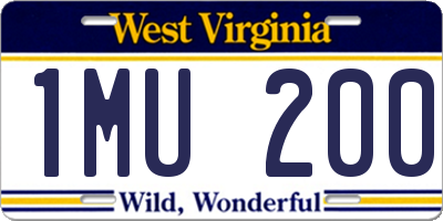 WV license plate 1MU200