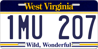 WV license plate 1MU207