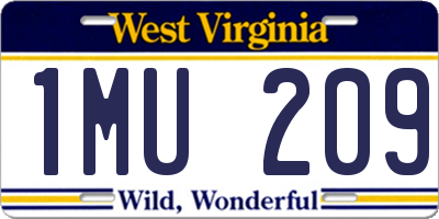 WV license plate 1MU209