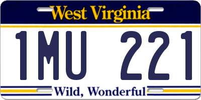 WV license plate 1MU221