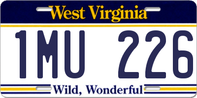 WV license plate 1MU226