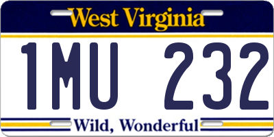 WV license plate 1MU232