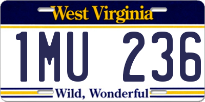 WV license plate 1MU236