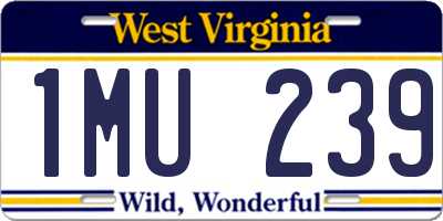 WV license plate 1MU239