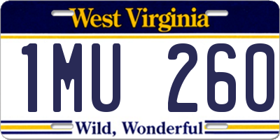 WV license plate 1MU260