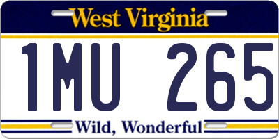 WV license plate 1MU265