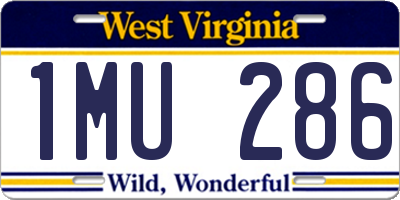 WV license plate 1MU286