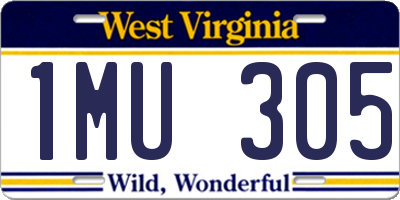 WV license plate 1MU305