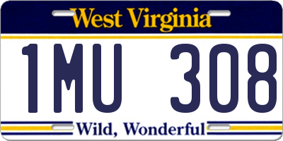 WV license plate 1MU308