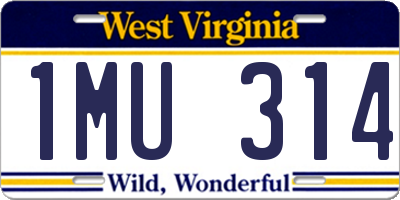 WV license plate 1MU314