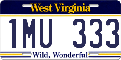 WV license plate 1MU333