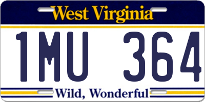 WV license plate 1MU364