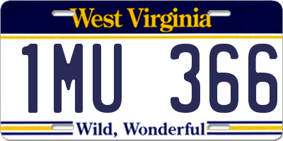 WV license plate 1MU366