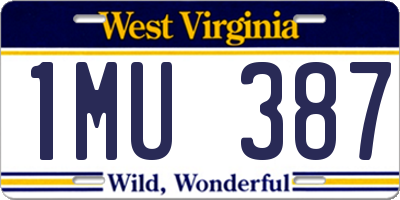 WV license plate 1MU387
