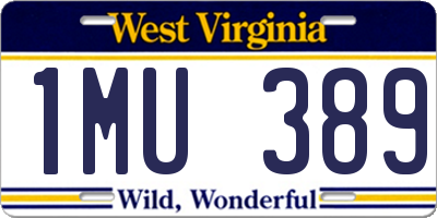 WV license plate 1MU389